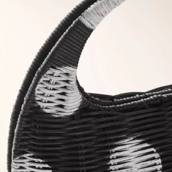 Kate Spade New York x Target Polka Dot Wicker Crescent Bag Woven Black/White NWT - Picture 5 of 6